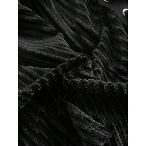 Women’s Plus Size Crop Top Lace Up Front Halter Open Back Casual Sleeveless - Picture 4 of 4